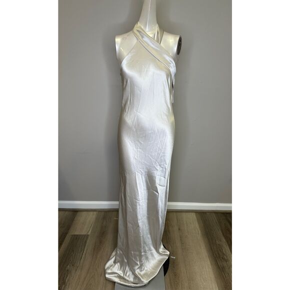 NWT GALVAN LONDON SATIN PANDORA DRESS PLATINUM SIZE US4 $1695 - Picture 5 of 15